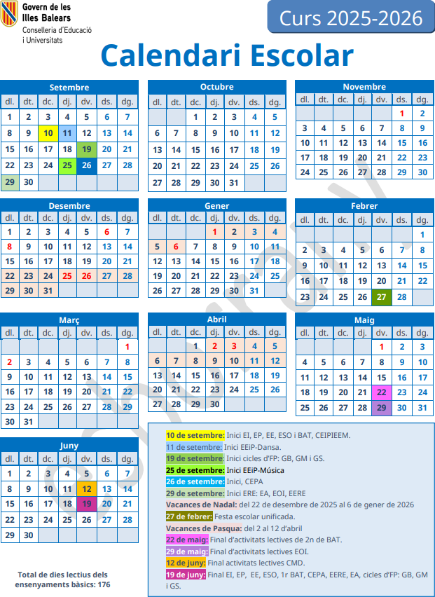 Calendari Escolar 2025